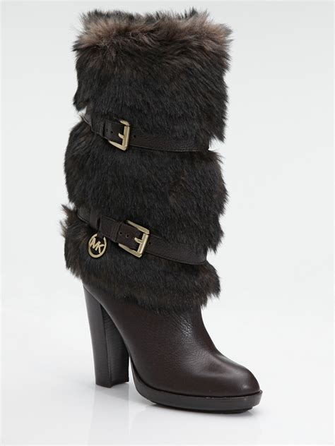 women michael kors fur boots|Michael Kors adjustable buckle boots.